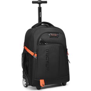 Rolling Backpack, 18 inch Laptop Travel Backpack with Wheels for Men Women, Rolling Wheeled Backpack for Business Travel, Black