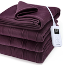 Sunbeam Royal Ultra Fleece Heated Electric Blanket Twin Size, 84" x 62", 12 Heat Settings, 12-Hour Selectable Auto Shut-Off, Fast Heating, Machine Washable, Warm and Cozy, Claret 