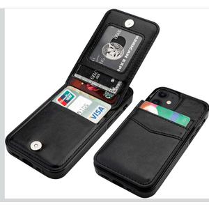 KIHUWEY Compatible with iPhone 12 Mini Case Wallet with Credit Card Holder, Premium Leather Magnetic Clasp Kickstand Heavy Duty Protective Cover for iPhone 12 Mini 5.4 Inch(Black)