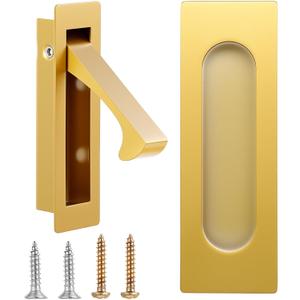 2pcs Gold Pocket Door Handles and Recessed Finger Flush Pulls, Professional Stainless Steel 304 Pocket Door Pull, Edge Flush Pull for Sliding Door, Sliding Doors