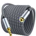 3.5mm Headphone Extension Cable 20ft, Nylon Braided Aux Cord Extender for Smartphones, Tablets, Media Players (No Mic Support)