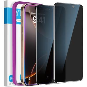 YMHML 2 Pack Compatible for iPhone 16 Pro Max Privacy Screen Protector Tempered Glass, Anti Spy Privacy Screen iPhone 16 Pro Max 6.9 Inch Accessories, Case Friendly Film, Easy Installation Tool