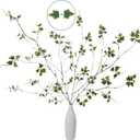 4 Pcs 38.5" Tall All-Green Artificial Branches with Leaves, Realistic Faux Ficus Greenery Stems, Bendable Fake Plant Twigs for Tall Floor Vases, Home Centerpiece, Office & Spring Decor (FS White)