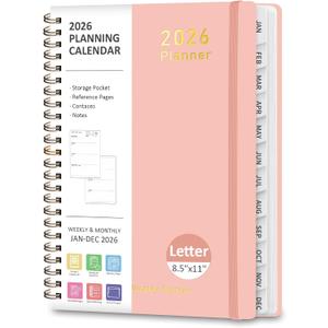 2 x 2026 Planner, Weekly and Monthly Calendar Academic Planner, Jan 2026 - Dec 2026, Planning Agenda Book for Desk Accessories and School Supplies - Letter Size(8.5'' x 11'')