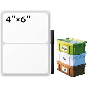 JIEHENG 100Pcs Large White Labels for Storage Bins,6x4 Inch Removable Labels,Large Labels for Blank Box,Strong Adhesive Tear Resistant No Residue Blank Labels (White)