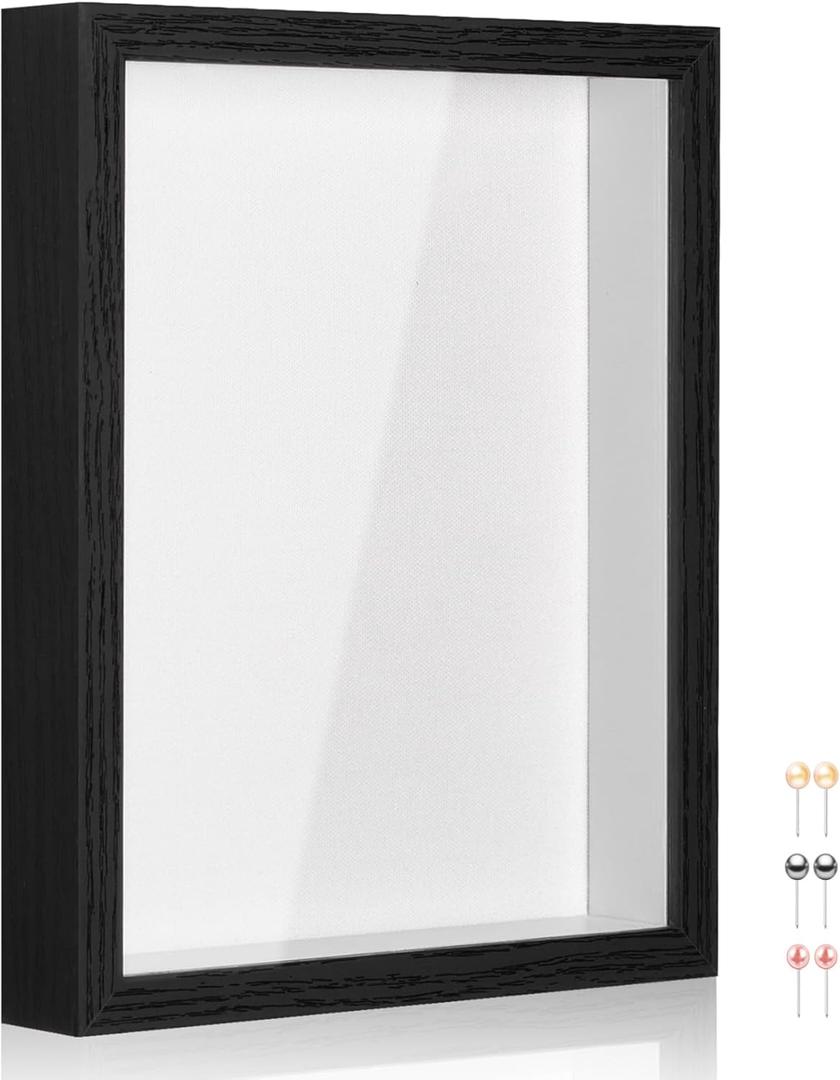 16x20 Shadow Box Picture Frame Display Case with Soft Linen Back-Thickened Panel,Large Black Deep Shadow Box Frame 16x20 for Jersey Graduation Items Flower Photo Craft Memorial