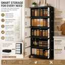 5 Tier Foldable Storage Cabinet with Top Lid, Tall Mobile PP Storage Organizer with Magnetic Doors and Wheels, Space-Saving Collapsible Organizer for Bedroom Living Room Kitchen Pantry Bathroom