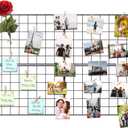 Wire Wall Grid Panel for Photo Display, DIY Iron Picture Frames Collage For Hanging Wall Decor, Foldable Multi Pictures Organizer with 12 Clips, 28'' X 22'' Inch.(2 Pack) (Black)