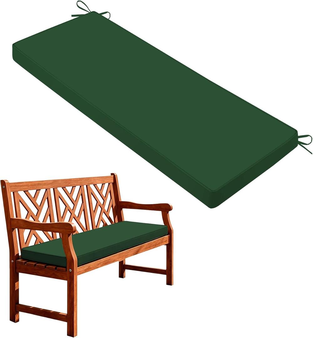 Outdoor Bench Cushions for Outdoor Furniture, 45x18 Inch, Waterproof Patio Furniture Cushion, Fade Resistant Bench Cushions for Porch Swing, Long Bench, Indoor, Dark Green