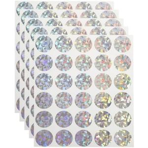 Yesallwas 150 Pieces Scratch Off Stickers, 1" Round Circle Scratch Off Labels, Self Adhesive Scratch Off Cards for Lottery Tickets DIY, Raffle Card Creating-Holographic Silver (Shiny)