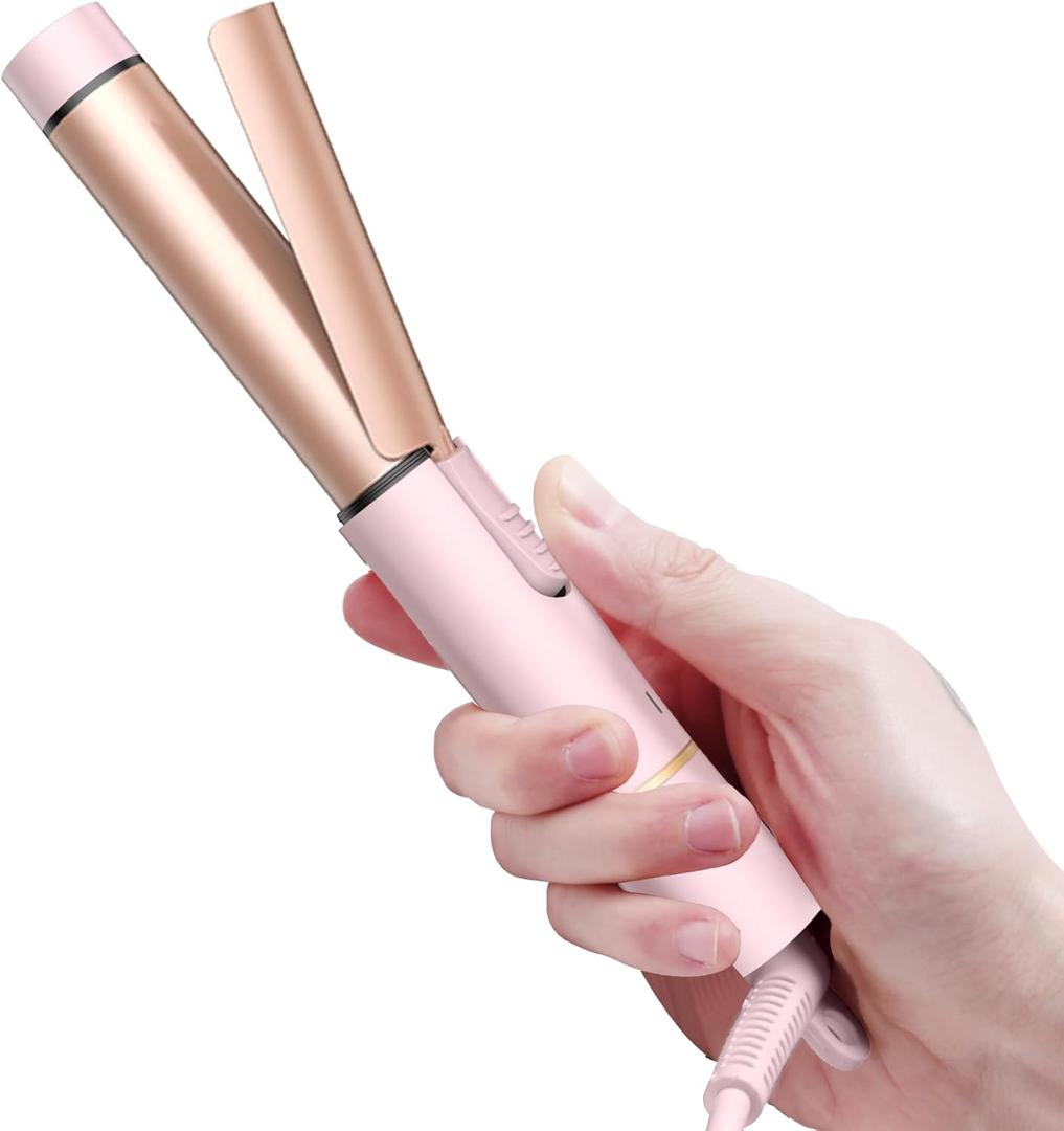 Mini Travel Curling Iron, European Travel Curling Iron Dual Voltage (100V-240V) Mini Size for Short Hair 1 inch, Portable Hair Curler with 30s Fast Heating Constant 180 for International (Pink)