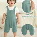 Hotfiary Baby Boy Summer Outfit Gauze Romper & T-Shirt Green 6-12 Months