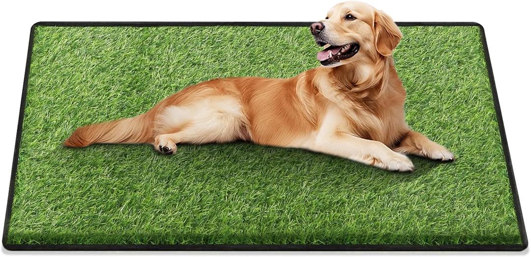 aHeemo Artificial Grass for Dogs Potty, 31"x51" Reusable Pet Training Mat for Home and Travel, Washable Hemmed Edge Grass Pee Pad with Drainage Holes, Easy to Clean (31"x51")