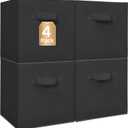STORAGE MANIAC Storage Cubes, 11 Inch Collapsible Storage Bins with Handles, 4 Pack Fabric Foldable Bins for Organization, Durable Storage Bins for Closet, Shelves, Offices, Toys, 4-Pack Black