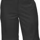 Lesmart Womens Golf Shorts Lightweight Stretch Relaxed Fit Knee Length Ladies Bermuda Shorts (14, Black)