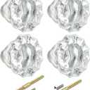 2 Pack Mortise Lock Glass Door Knobs Replacement Set, Vintage Crystal Door Knobs for Replacing Broken Old Antique Lock Sets on Interior Door, Brushed Nickel Finish