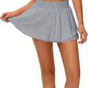 UrKeuf Women's Athletic Tennis Skirts with Pockets 13in Ruffle Golf Running Workout Ice Silk Flowy Skorts with Sports Shorts (Gray, S)