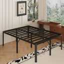 Yicensen 24 Inch High Queen Bed Frame Rounded Corner No Box Spring Needed, Heavy Duty Metal Queen Size Platform Bed Frame, Easy Assembly, Noise Free, Black