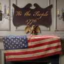 Wesiti 250th Anniversary We the People 4th of July Fireplace Decor Set - 1pcs Large Patriotic Wooden Plaque 2pcs Vintage American Independence Day Mantel Decor for Rustic Farmhouse Home Office