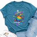 Rainbow Turtle Be Happy In Your Own Shell Autism Awareness T-Shirt, Casual Sporty Tee Sz XXL