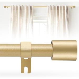 Gold Curtain Rod for Windows 28 to 48 Inch, 5/8 Inch Splice Adjustable Curtain Rod Gold with 2 Brackets, Easy Installation and Simple End Caps, For Living Room, Bedroom, Outdoor