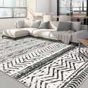 Nakagishi Black Rug Living Room Rugs: 10x12 Machine Washable Boho Large Neutral Modern Soft Moroccan Stain Resistant Indoor Floor Non Slip Accent Carpet for Bedroom Nursery Kids Playroom Office