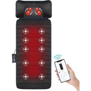 COMFIER Full Body Massage Mat,10 Vibrating Motors Massage Pad with APP Control and Movable Shiatsu Neck Massage Pillow, 4 Heating Pads for Neck,Shoulders,Back Massager, Black