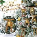 2 x 30 Pcs Christmas Velvet Wreath Bows, 5 x 7 Inch Vintage Velvet Ribbon Rustic Crafts Gift Bows for Indoor Outdoor Wreaths Garland Holiday Xmas Tree Wrapping Crafts (Khaki, Width of 5/8")