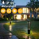 Round LED Outdoor Bollard Light 23.8 Inch, 5W Modern Black Pathway Light, IP65 Waterproof Lawn & Garden Landscape Lighting for Yard, Patio, Walkway