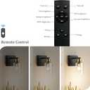 Battery Operated Wall Sconce Set of 2, Black & Gold Rechargeable Wall Lights with Timer Function, Easy Install Dimmable Wireless Wall Lamps for Living Room, Bedroom, Hallway, Entryway Decor 3000K