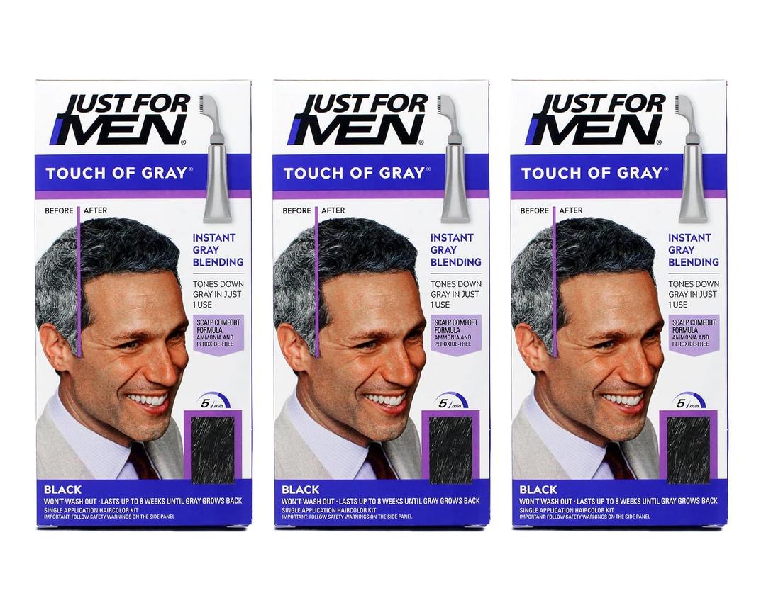 Just for Men Hair Color - Touch of Gray, Black-Gray. 3 Pack