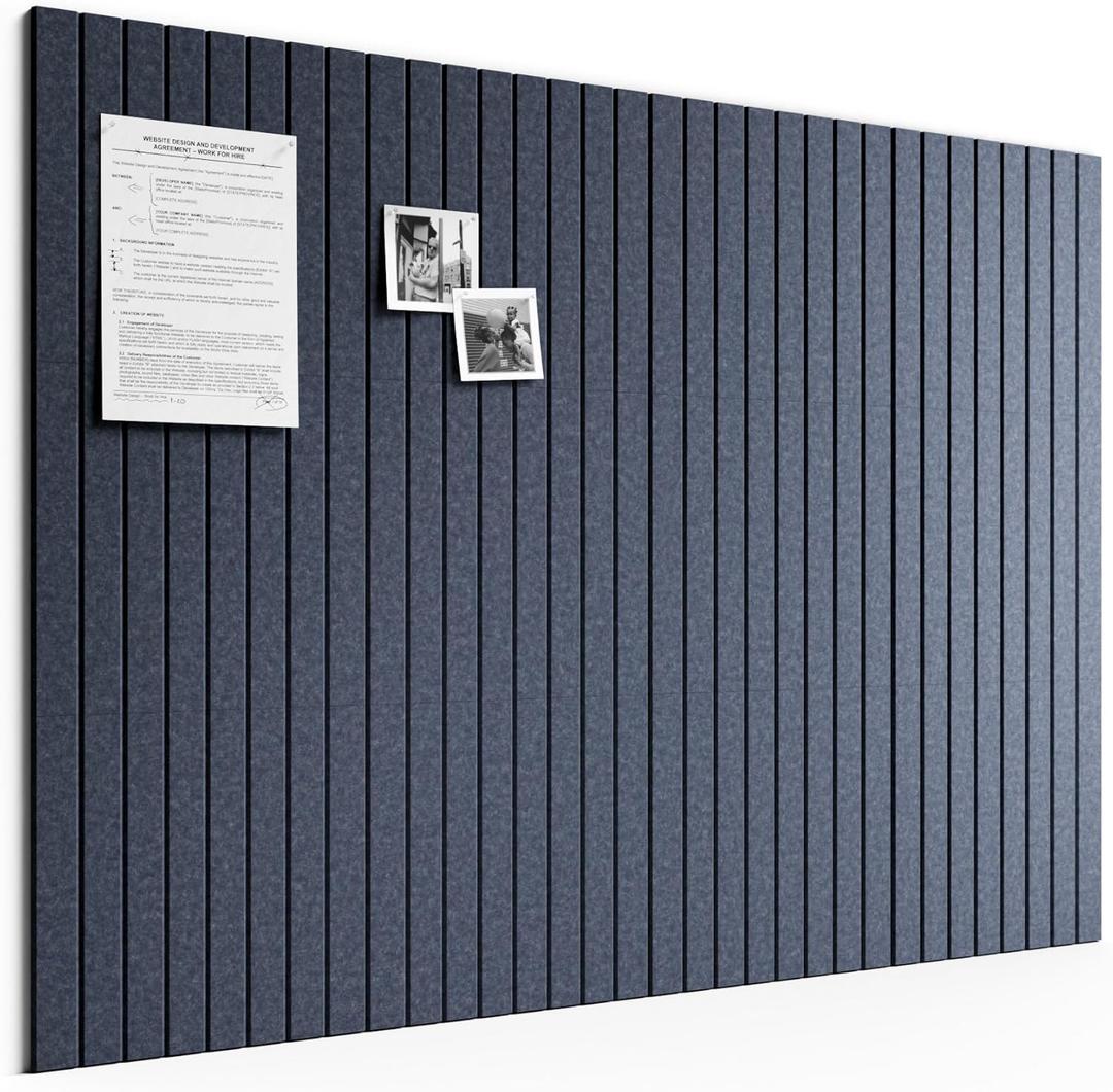Bumusty Large Cork Board Alternative-48 x 36" Felt Bulletin Board Tiles, with 30 Pushpins, 70 Adhesive Tabs, Fine-Stripe 12-Pack, Cork Boards for Office Push Pin Board Felt Board-Navy Blue