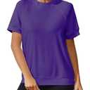  APWEQATA T Shirts for Women Summer Women's Tops Short Sleeve Sweatshirts Casual Basic Tee (Purple, L)