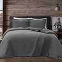 Frye Vintage Washed 100% Cotton 3-Piece Full/Queen Comforter Set in Grey, Solid Color, Oeko-TEX Certified