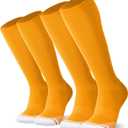 FITRELL 2/3 Pack Baseball Soccer Softball Socks for Kids Youth Men & Women Over-the-Calf Knee High Socks (Multiple Colors) (Gold, S)