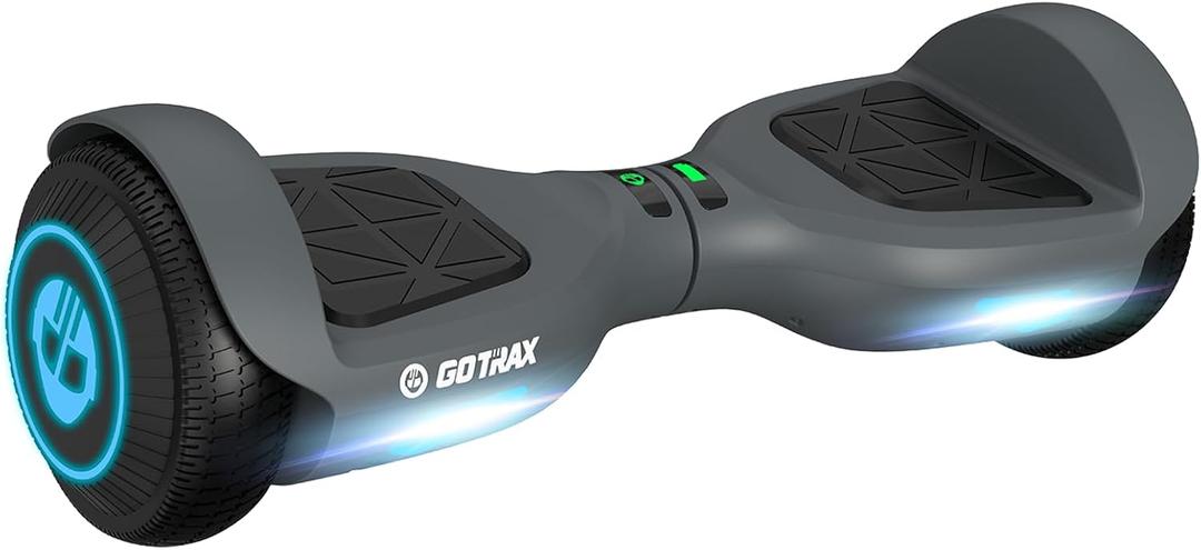 Gotrax Edge Hoverboard with 6.5" LED Wheels & Headlight, Max 5km Range & 10km/h Power by Dual 200W Motor, UL2272 Certified and 65.52Wh Battery Self Balancing Scooters for 44-176lbs Kids Adults(Black/Grey)