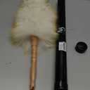 Lambswool Duster with Solid Wooden Handle,Leather Hang Strap,18.9 inch Long,Natural Feather Duster for Cleaning Ceiling Fans,Window Blinds,Computer Screens,Bookshelves etc