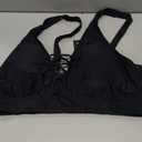 Plus Size Bikini Top Only - Women Swim Bra Lace Up Swimsuit Top V Neck Bathing Suit Tops for Large Bust Swimwear 2025 (Black)