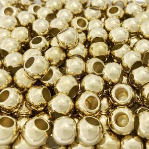 400 Acrylic Large Hole Beads for Crafts 8mm x 10mm Acrylic Barrel Beads with 4.8mm Large Hole, Shiny Gold
