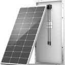 HQST 100 Watt 12V Monocrystalline Solar Panel with Solar Connectors, High Efficiency Module PV Power for Battery Charging Boat, Caravan, RV and Any Other Off Grid Applications