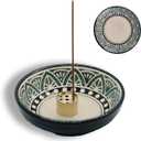 Ceramic Incense Burner Holder for Sticks, Handmade Small Incense Cone Holder for Coil, Sage Cones, Ash Catcher, Smudge Bowl for Yoga Meditation Room Dcor (Boho)