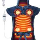 Massaging Heating Pad for Neck and Shoulders and Back, Electric Heating Pad for Back, 24" x 35" Large Heating Pad with 8 Massage Combinations, 2 Heat Levels, Valentines Gifts for Him Her (Dark Blue)