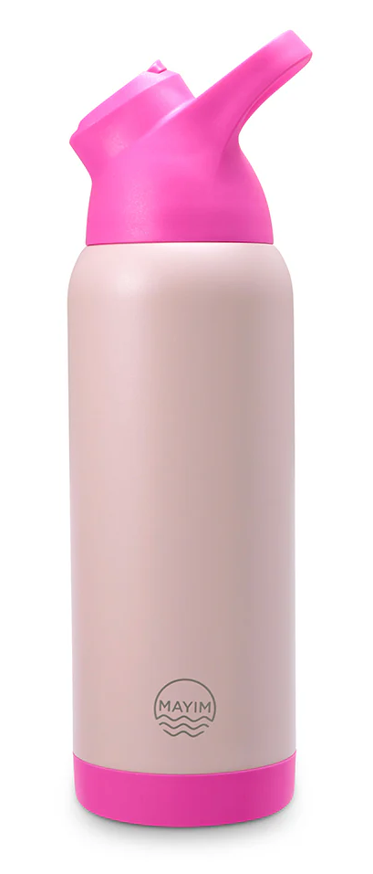 MAYIM 32 Oz Pioneer Insulated Sports Water Bottle with Straw, Leak Proof Stainless Steel Water Bottle with Handle, Spill Proof Thermos or Water Jug for Gym, Home or Office -Light Pink
