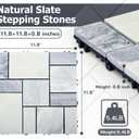 jxgzyy 4PCS Interlocking Deck Tiles, 12"x12" Outdoor Patio Tiles, Waterproof DIY Outdoor Flooring, Natural Marble Floors for Porch, Garden, Pathway, Gray Slate (4 sq. Ft), 11.8'' x 11.8''