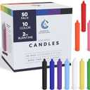 Candle Charisma 50 Multi-Colored Spell Candles - 4" Unscented Paraffin Chime Candles, Smokeless & Dripless, Colored Candles, 2 Hours Burn Time 1/2 Inch Taper Candles for Rituals,Birthdays and Parties