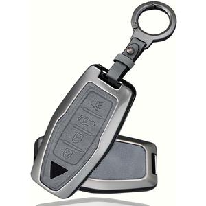 Key Fob Cover Compatible with Mitsubishi Outlander 2021 2022 2023 2024 Fob Case Zinc Alloy Protector Keychain 4 Buttons Gray A