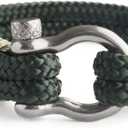 Mens Rope Bracelet - Stainless Steel Silver Shackle, Extremely Durable and Scratch Resistant Waterproof Paracord, Handmade, Nautical Wristband for Men (RoyalGreen)