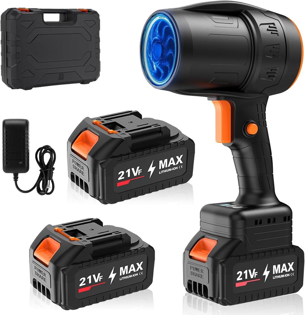 Handheld Electric Cordless Leaf Blower  500,000RPM Mini Turbo Jet Blower with 24.0Ah Batteries & Charger, Lightweight for Patio, Lawn, Garage Cleaning (Black)