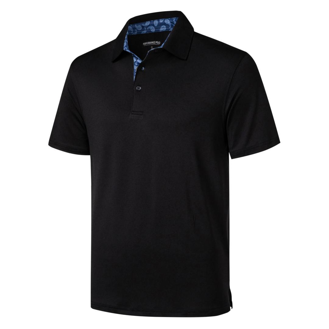 EOUOSS Golf Polo Shirts for Men Short Sleeve Moisture Wicking Dry Fit Performance Designed Collared Solid Casual Polo Shirt Black Medium (M)