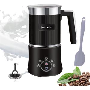 Huogary 5-in-1 Detachable Milk Frother Electric Milk Frother and Steamer Automatic Milk Foamer Frother Hot and Cold Foam Hot Chocolate Maker with Dishwasher Safe (Black)